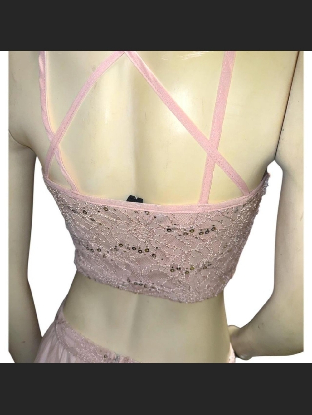 Speechless Two-Piece Prom Sequin & Lace Formal Set Size 5 Blush - Picture 6 of 10